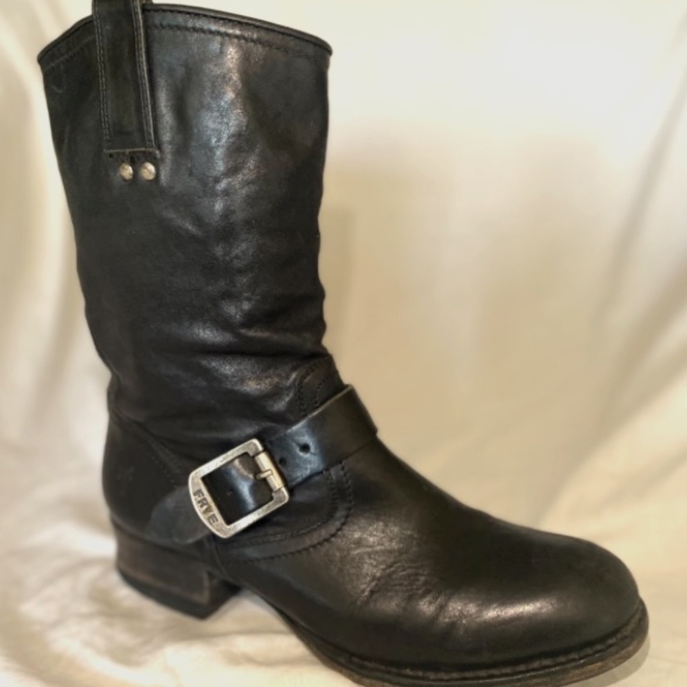 Frye black boots with low heal